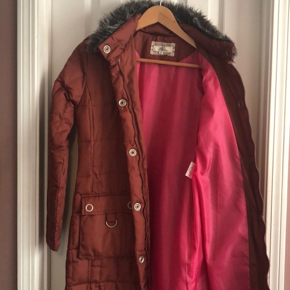 Full Length Down Burgundy Coat Size XS - Picture 9 of 11